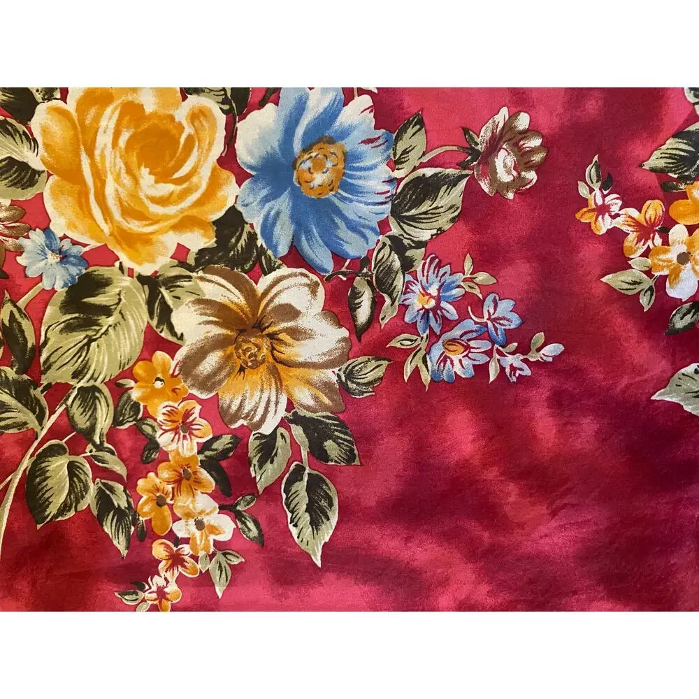 Vintage 1970s Petite Sophisticate Silk Red‎ Floral Scarf